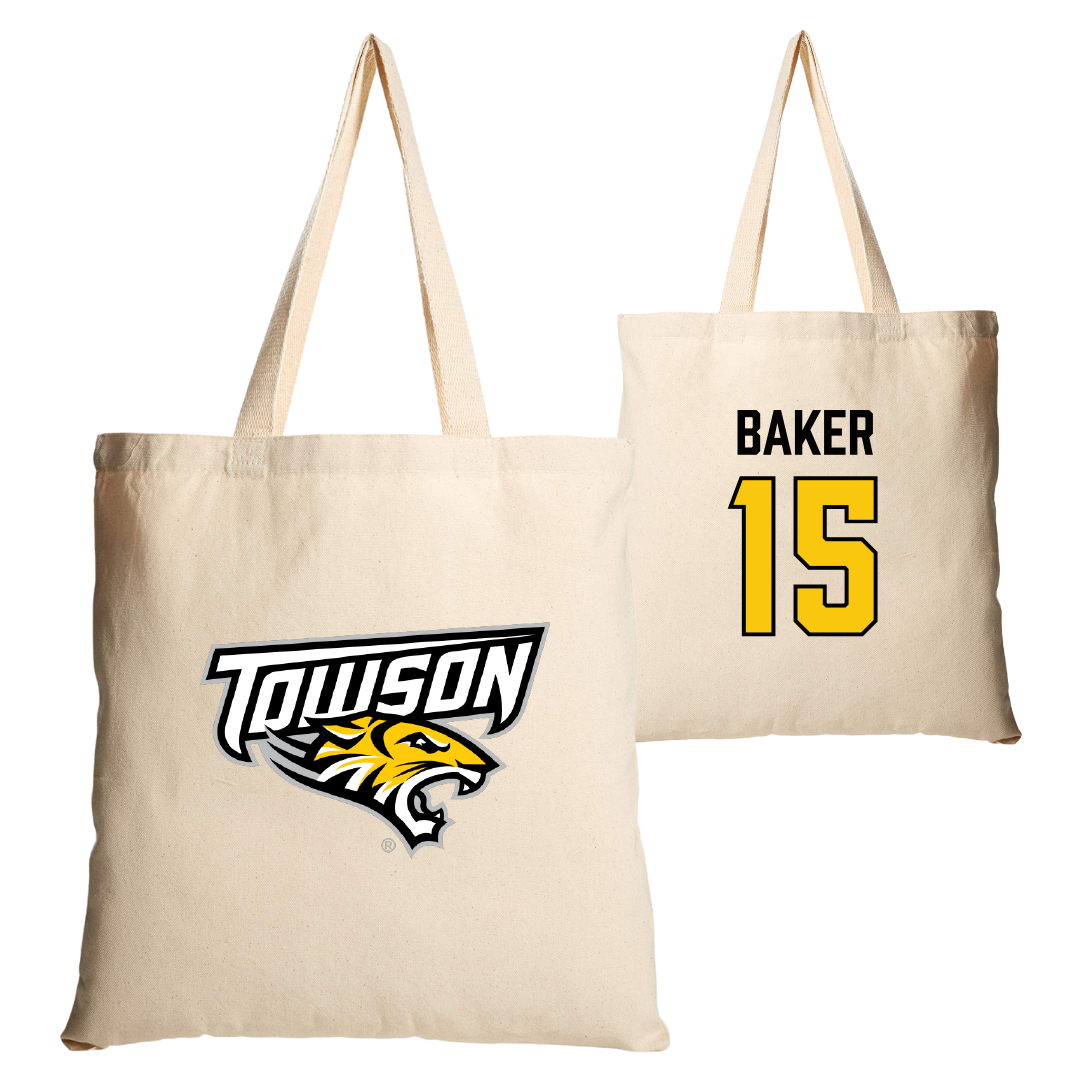 Towson University Lacrosse Tan Canvas Tote Bag - #15 Emma Baker