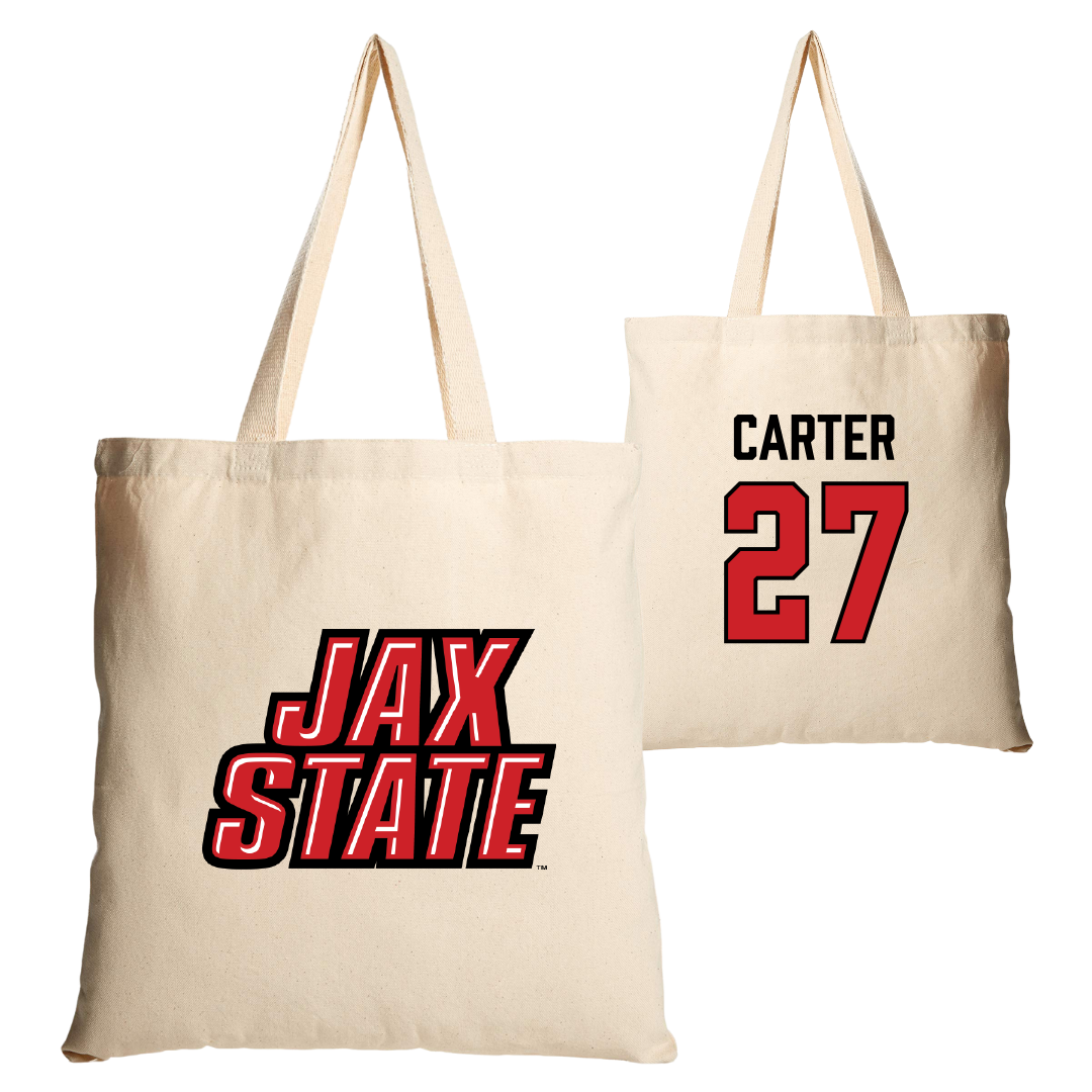 Jacksonville State University Softball Tan Canvas Tote Bag - #27 Kat Carter