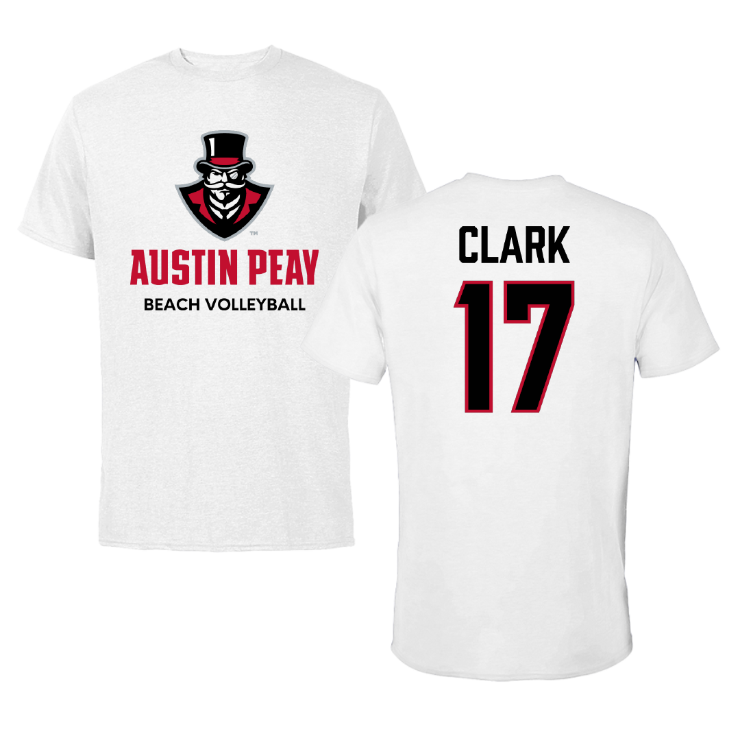 Austin Peay State University Beach Volleyball White Performance Tee - #17 Anna Kate Clark