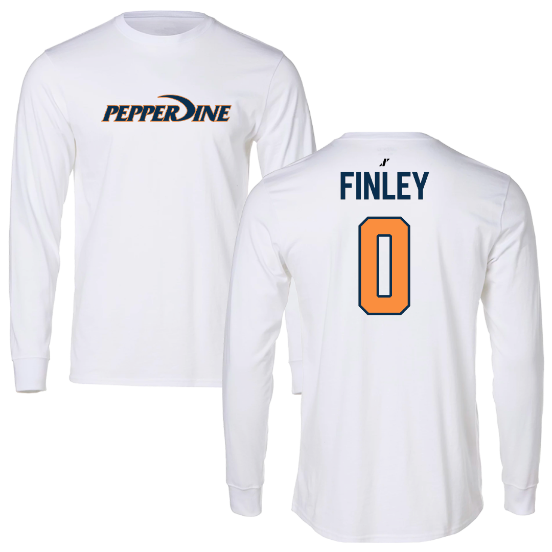 Pepperdine University Basketball White Long Sleeve - #0 Ivory Finley