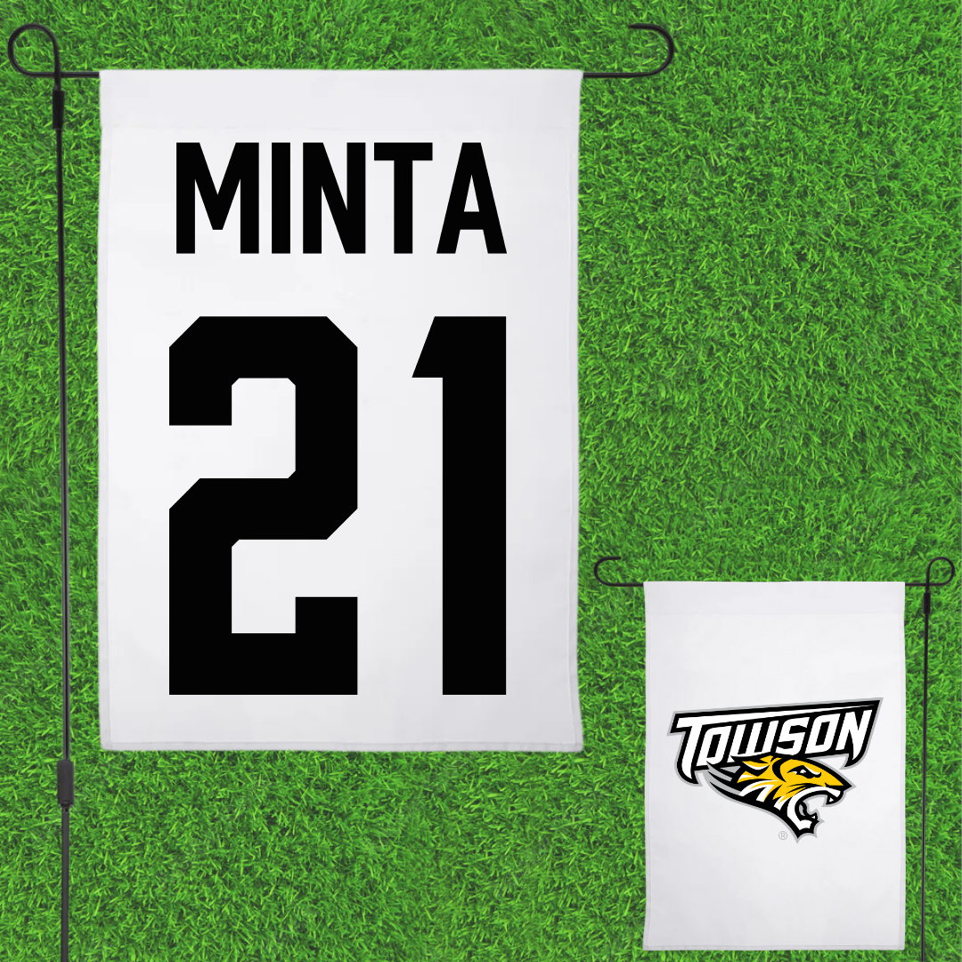 Towson University Volleyball White Garden Flag - #21 Kendall Minta