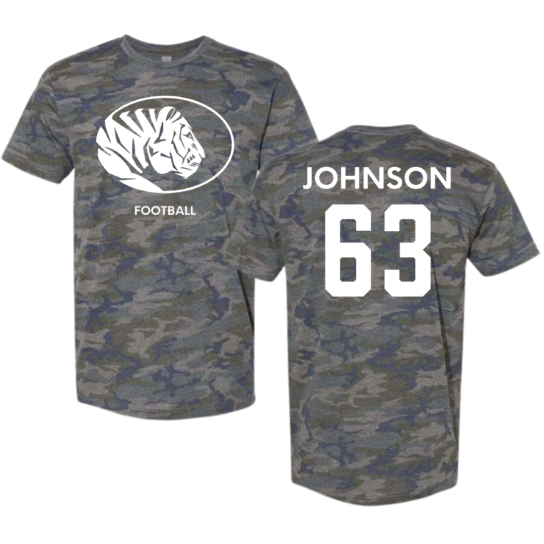 East Central University Football Vintage Camo Tee - #63 Tyson Johnson