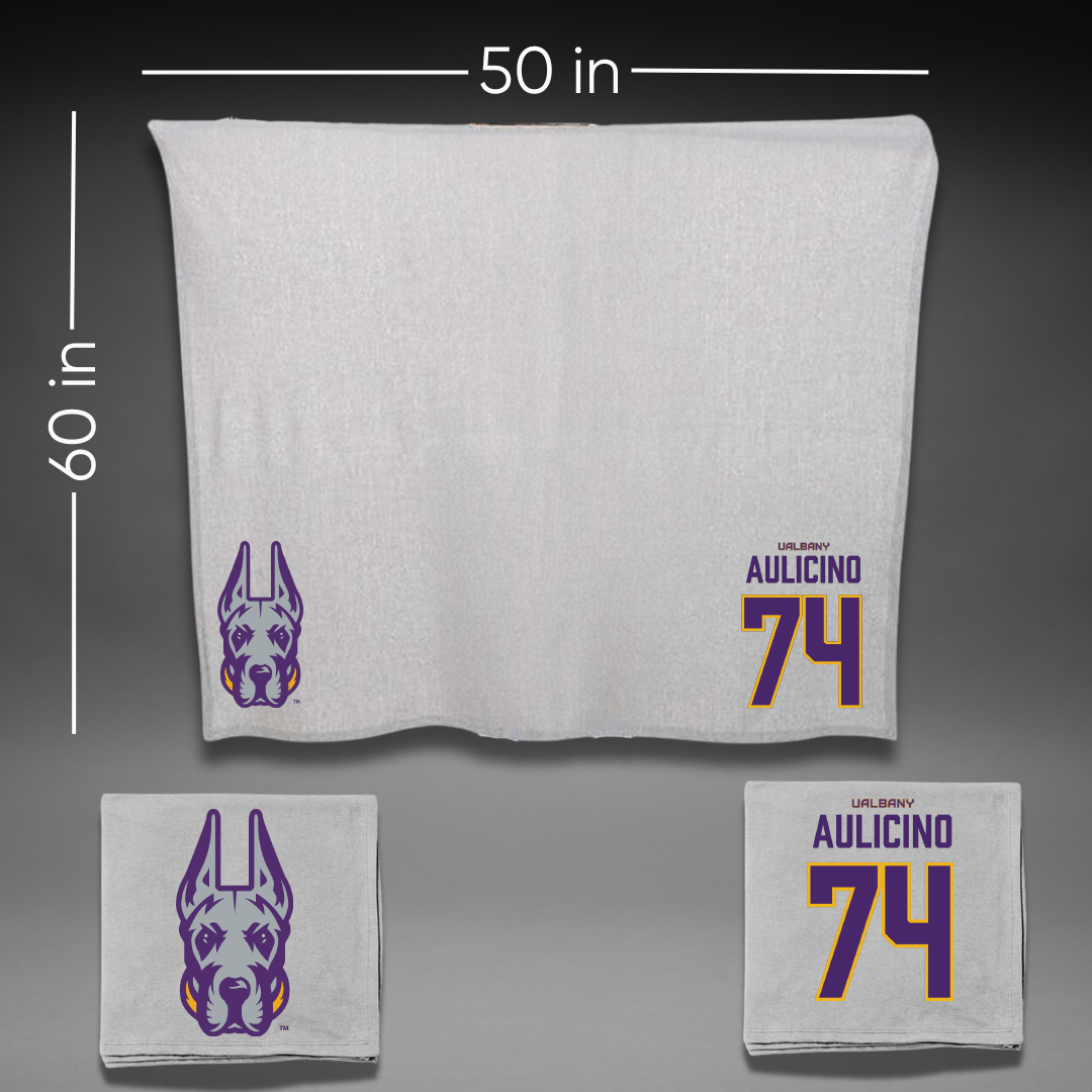 University at Albany Football Gray Blanket - #74 Matt Aulicino