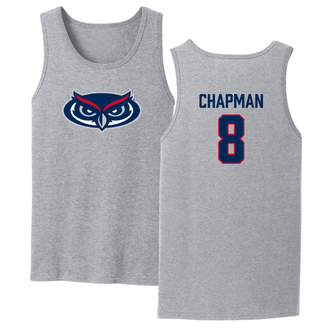 Florida Atlantic University Soccer Sport Gray Tank Top - #8 Caleb Chapman