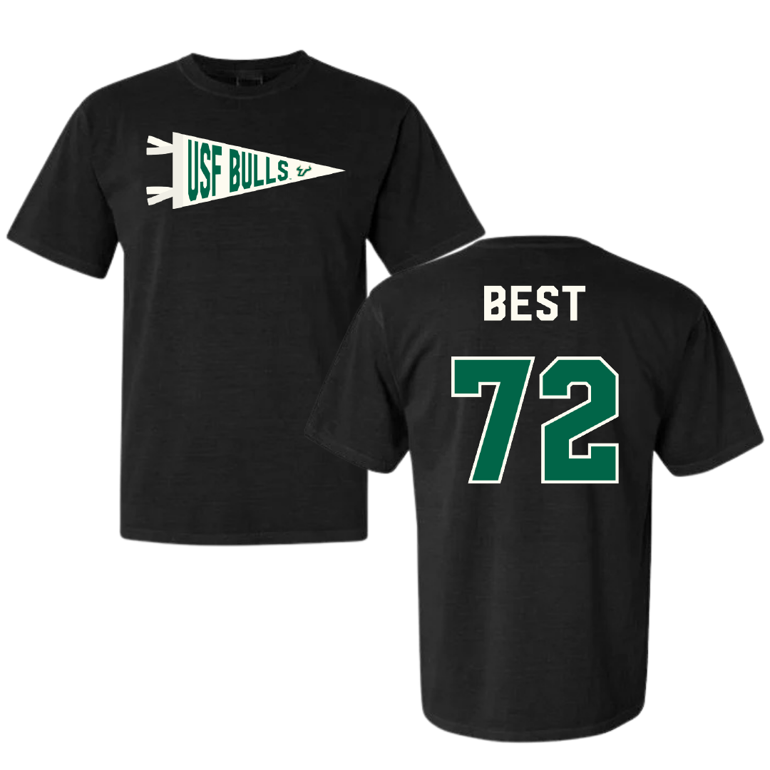 University of South Florida Football Black Pennant Comfort Colors Tee - #72 Cole Best