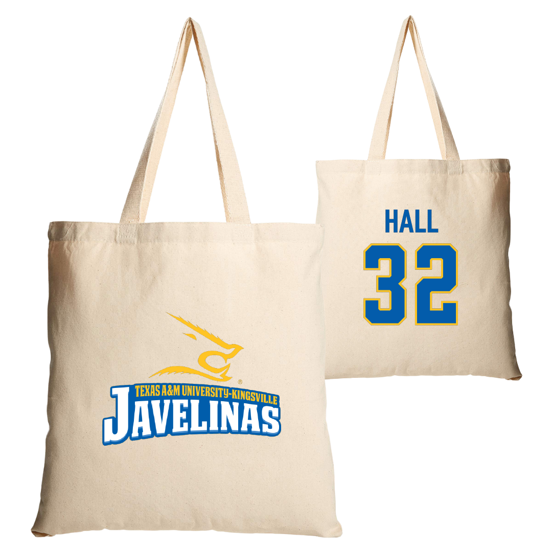 Texas A&M University-Kingsville Basketball Tan Canvas Tote Bag - #32 Jarin Hall