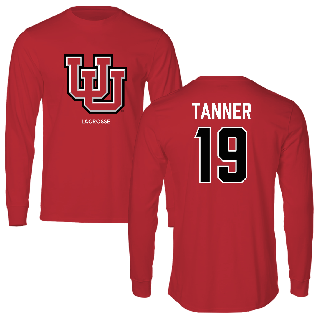 University of Utah Lacrosse (M) Red Block Long Sleeve - #19 Dallin Tanner