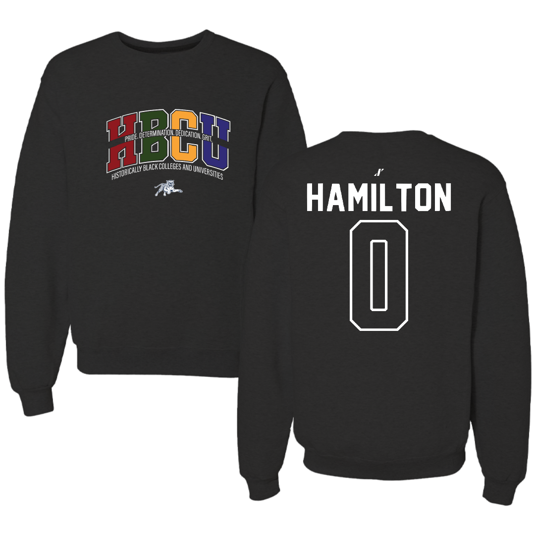 Jackson State University Soccer Black HBCU Crewneck - #0 Jordan Hamilton