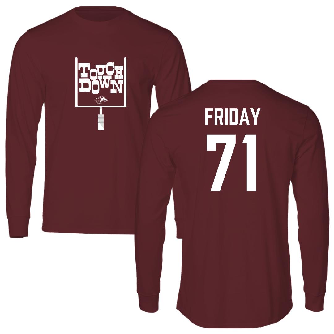 Southern Illinois University at Carbondale Football Maroon Touchdown Performance Long Sleeve - #71 Ostyn Friday