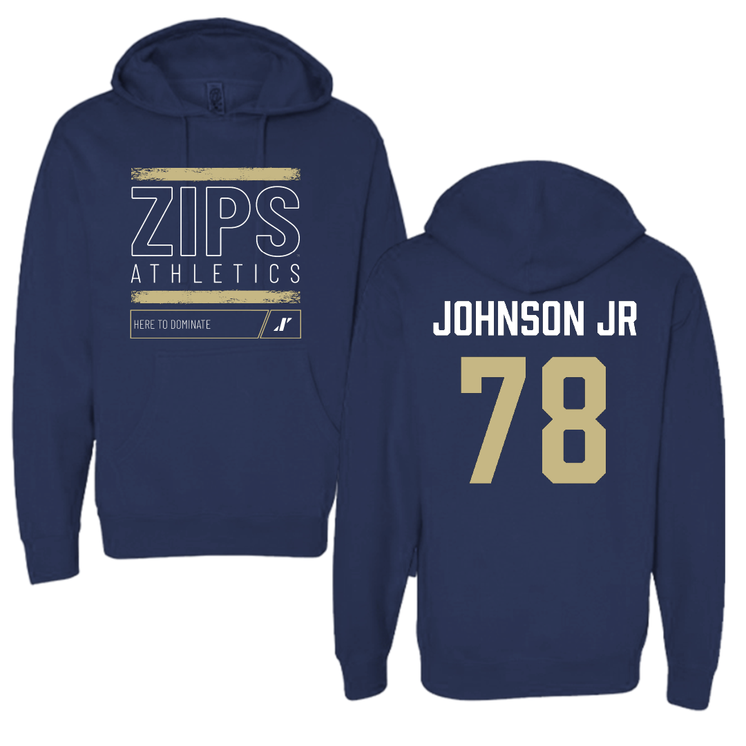 University of Akron Football Navy Dominate Hoodie - #78 DJ Johnson Jr