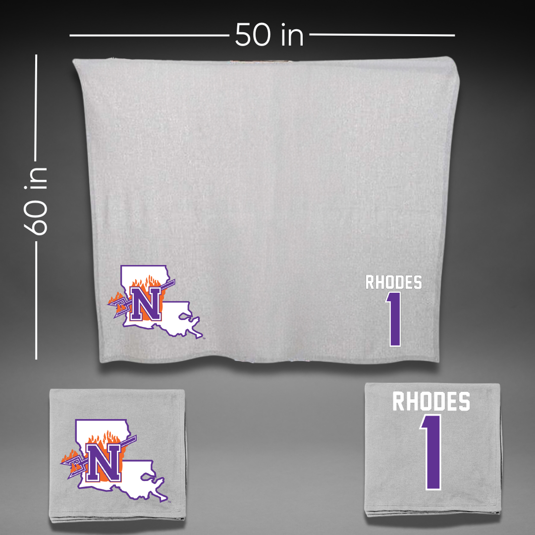 Northwestern State University Football Gray Blanket - #1 Dylan Rhodes