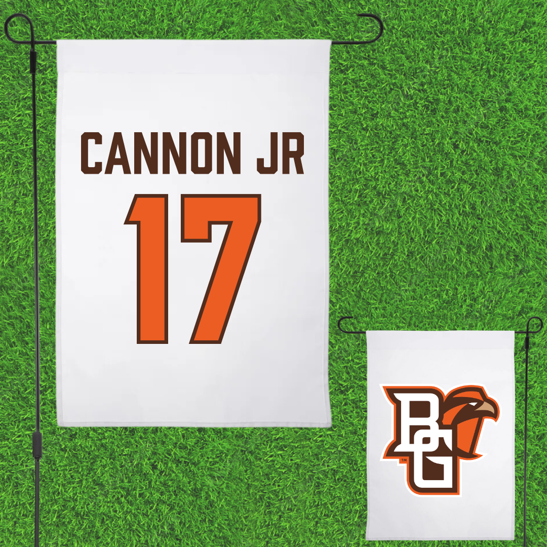 Bowling Green State University Football White Garden Flag - #17 Mark Cannon Jr