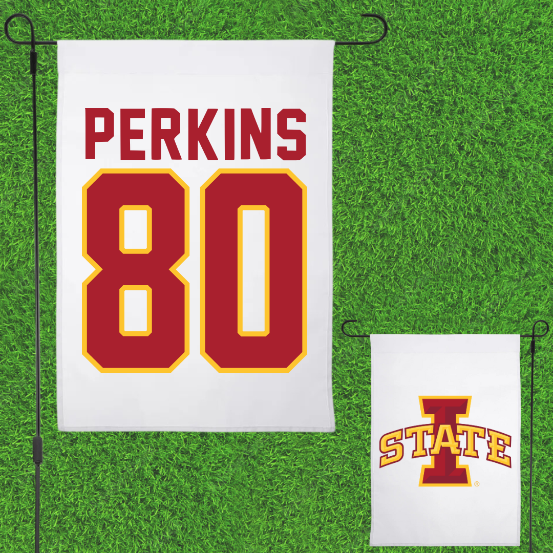 Iowa State University Football White Garden Flag - #80 Tyler Perkins