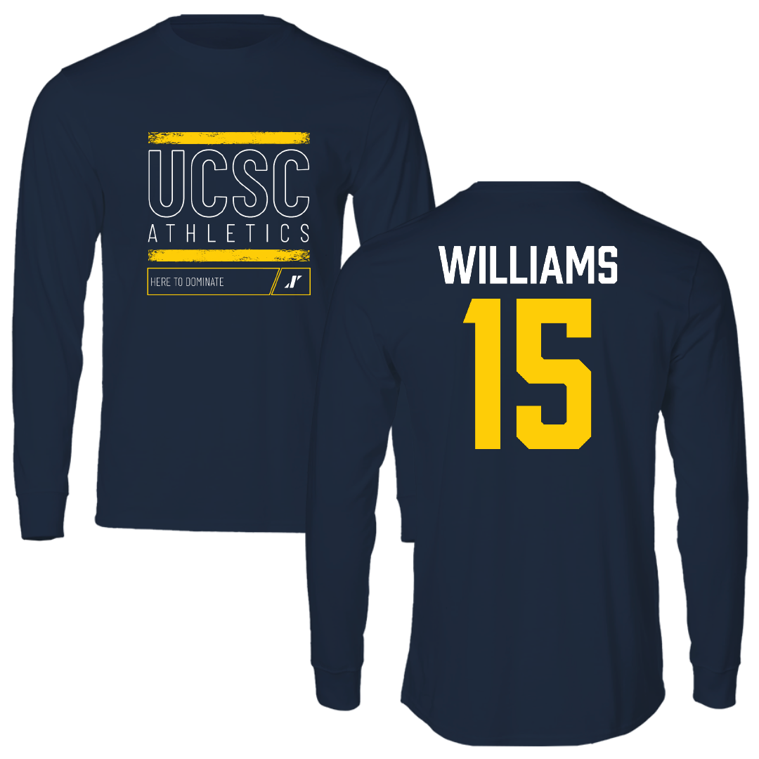 University of California-Santa Cruz Volleyball Navy Dominate Performance Long Sleeve - #15 Ryan Williams