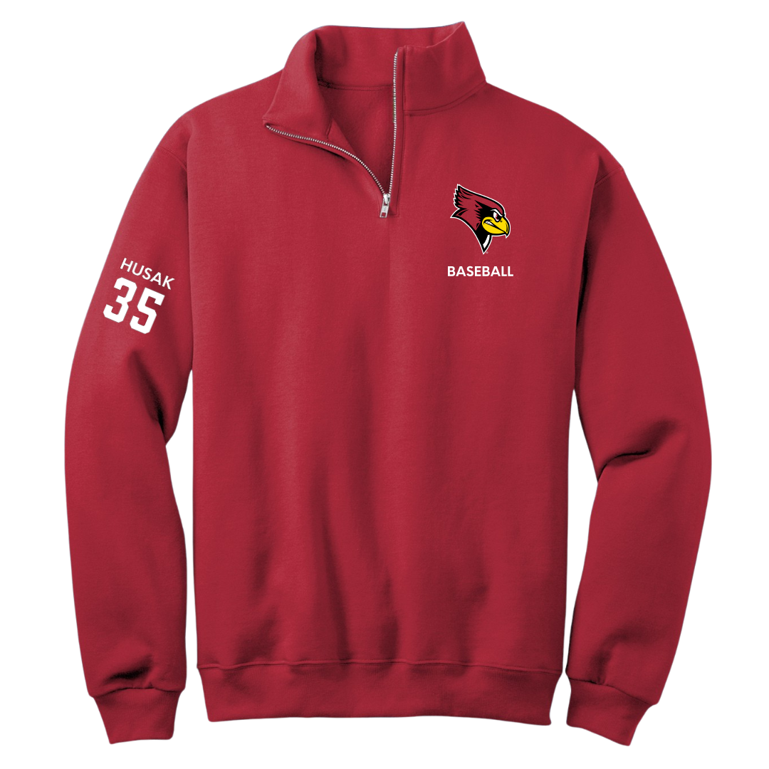 Illinois State University Baseball Red Quarter-Zip - #35 Joe Husak