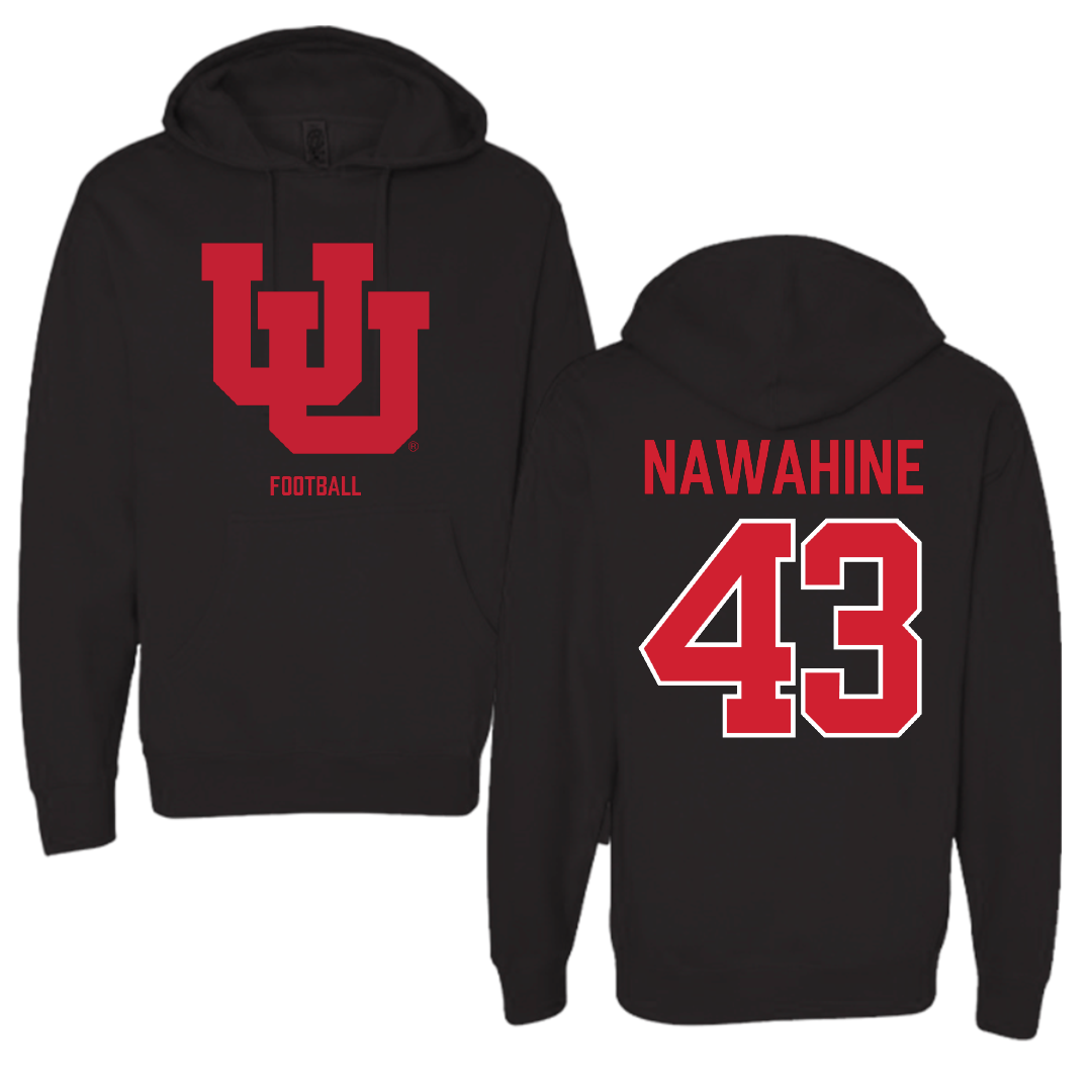 University of Utah Football Black Block Hoodie - #43 Gavin Nawahine