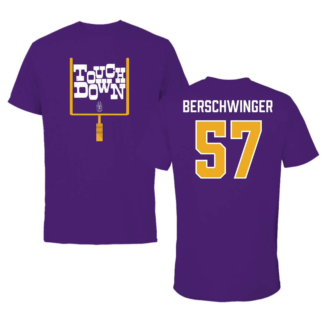 University at Albany Football Purple Touchdown Performance Tee - #57 Troy Berschwinger