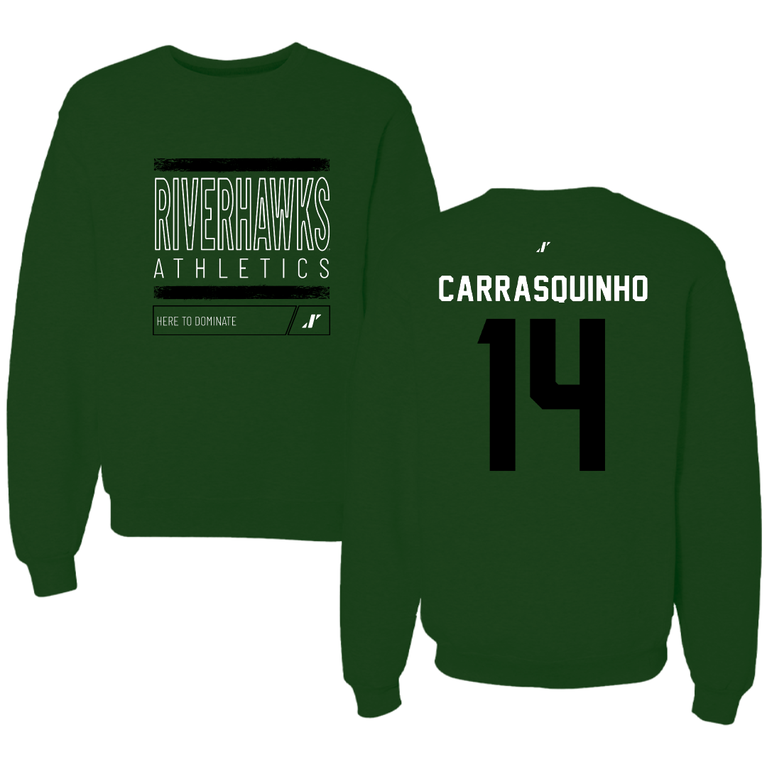 Northeastern State University Soccer Forest Green Dominate Crewneck - #14 Miguel Carrasquinho