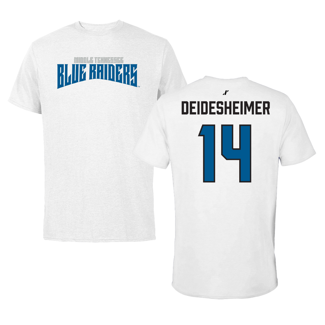 Middle Tennessee State University Volleyball White Classic Tee - #14 Payton Deidesheimer