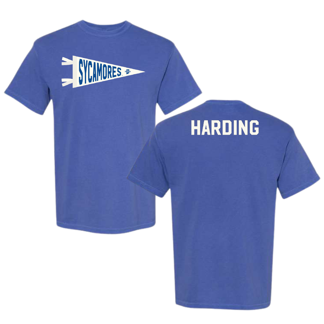 Indiana State University Basketball Blue Pennant Comfort Colors Tee - Markus Harding