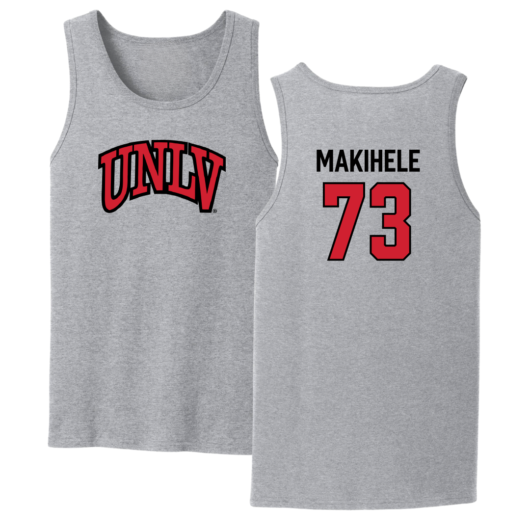 University of Nevada-Las Vegas Football Sport Gray Tank Top - #73 Alani Makihele