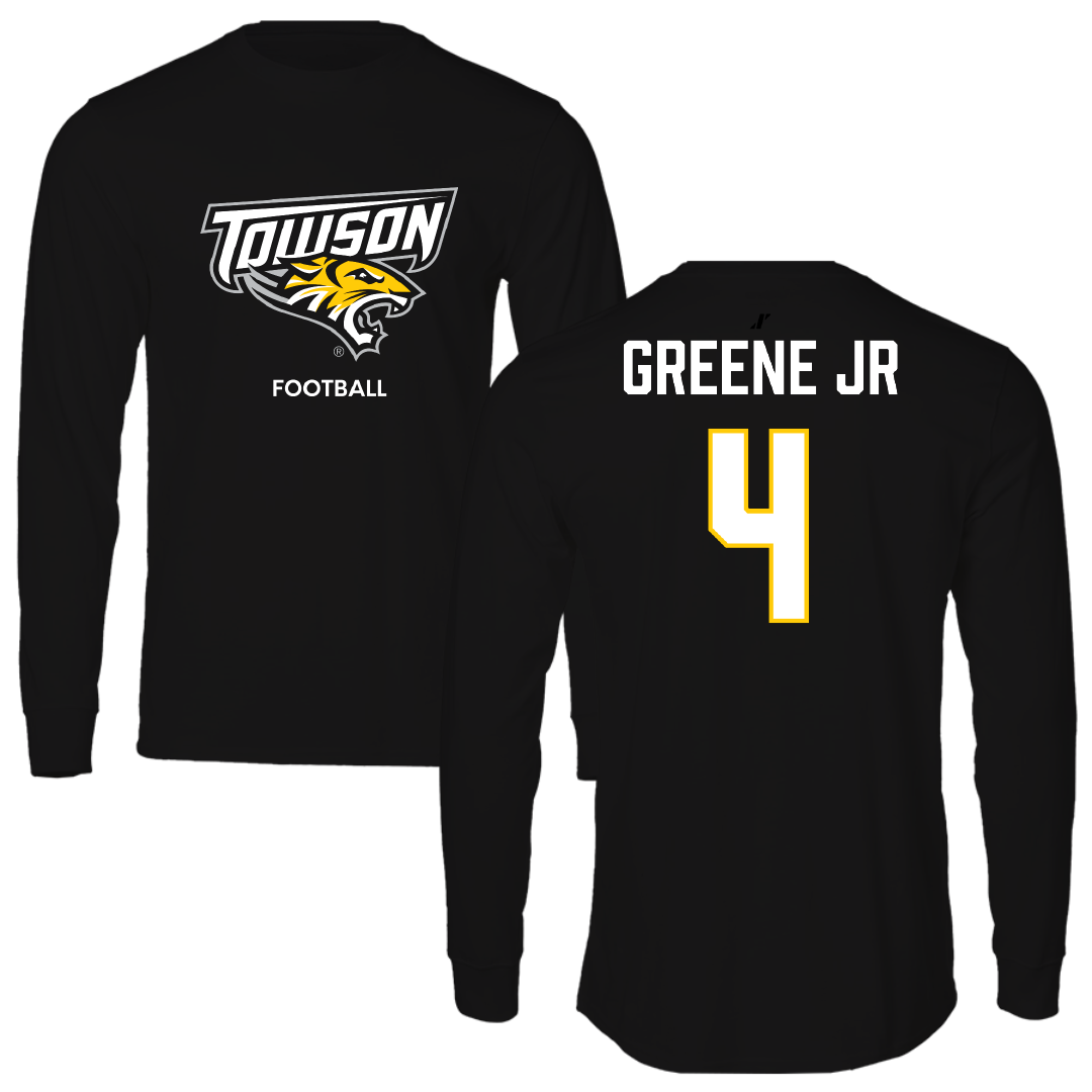 Towson University Football Black Performance Long Sleeve - #4 Tyrell Greene Jr