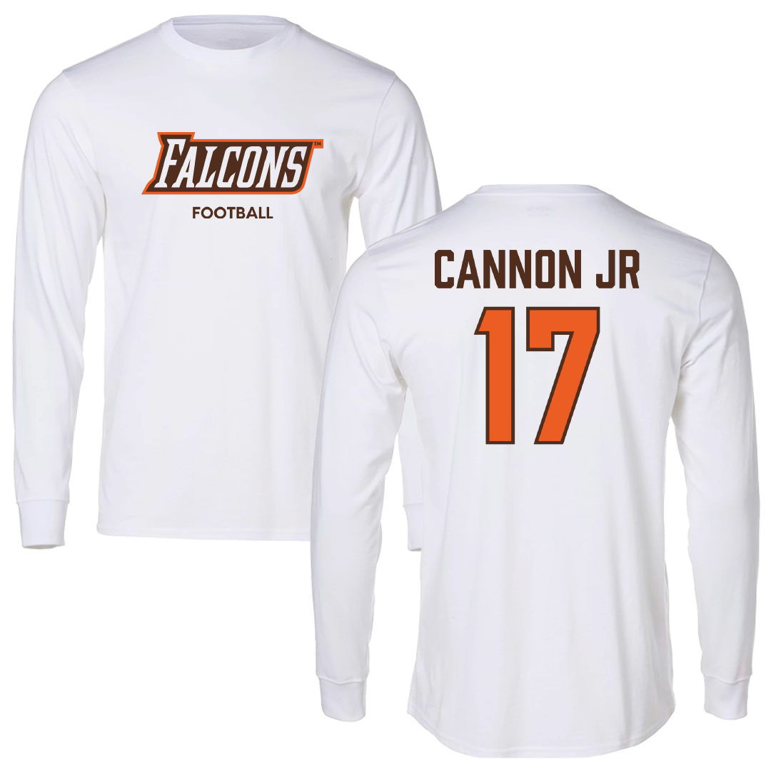 Bowling Green State University Football White Performance Long Sleeve - #17 Mark Cannon Jr