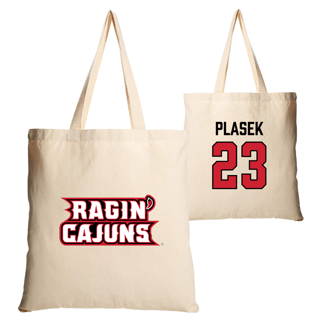 University of Louisiana at Lafayette Soccer Tan Canvas Tote Bag - #23 Liberty Plasek