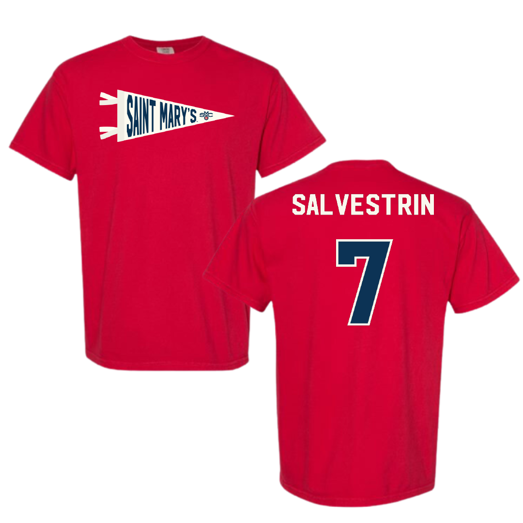 Saint Mary's College of California Soccer Red Pennant Comfort Colors Tee - #7 Tessa Salvestrin