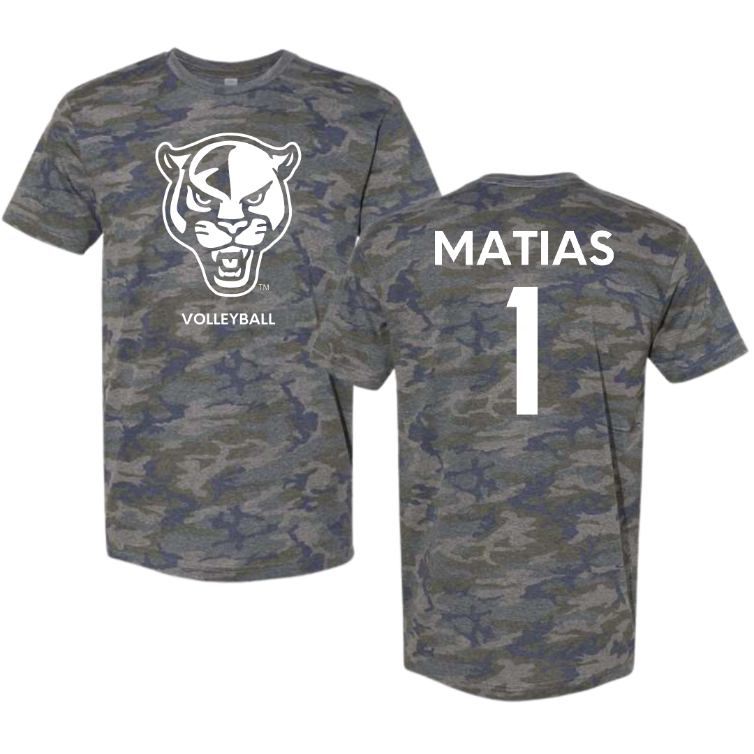 Florida International University Volleyball (W) Vintage Camo Tee - #1 Emily Matias