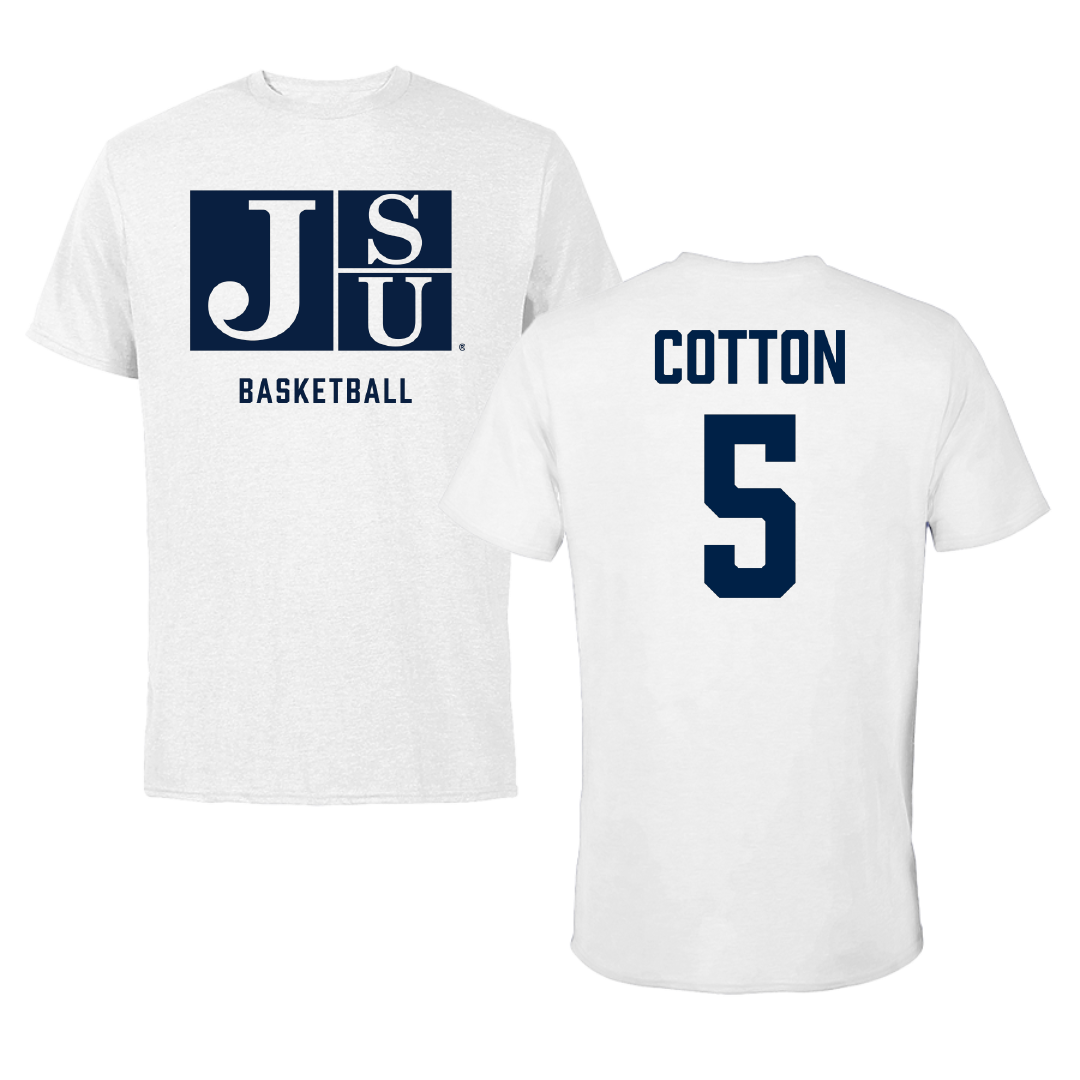 Jackson State University Basketball White Performance Tee - #5 Jaileyah Cotton