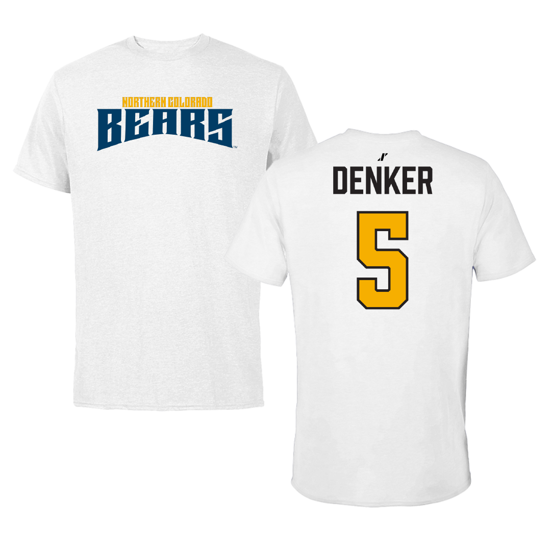 University of Northern Colorado Basketball White Classic Tee - #5 Quinn Denker