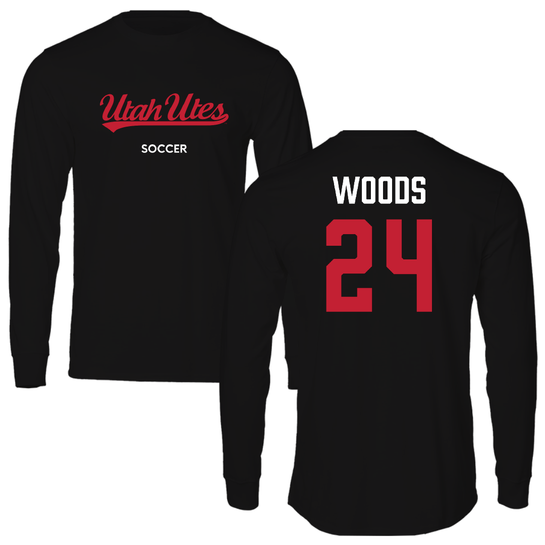 University of Utah Soccer (W) Black Utes Long Sleeve - #24 Bella Woods