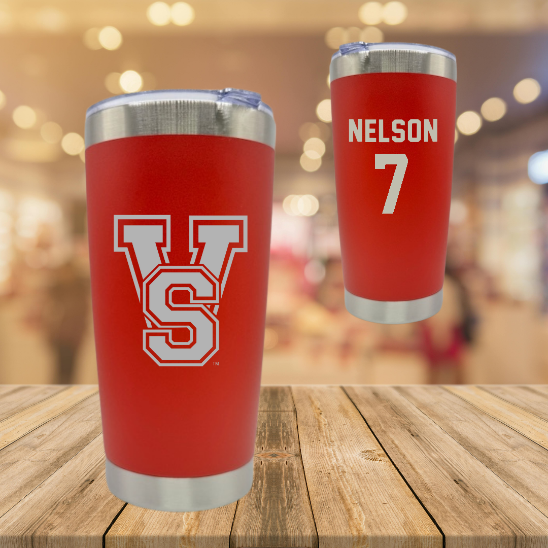 Mississippi Valley State University Football Red Stainless Steel Tumbler - #7 Camo Nelson
