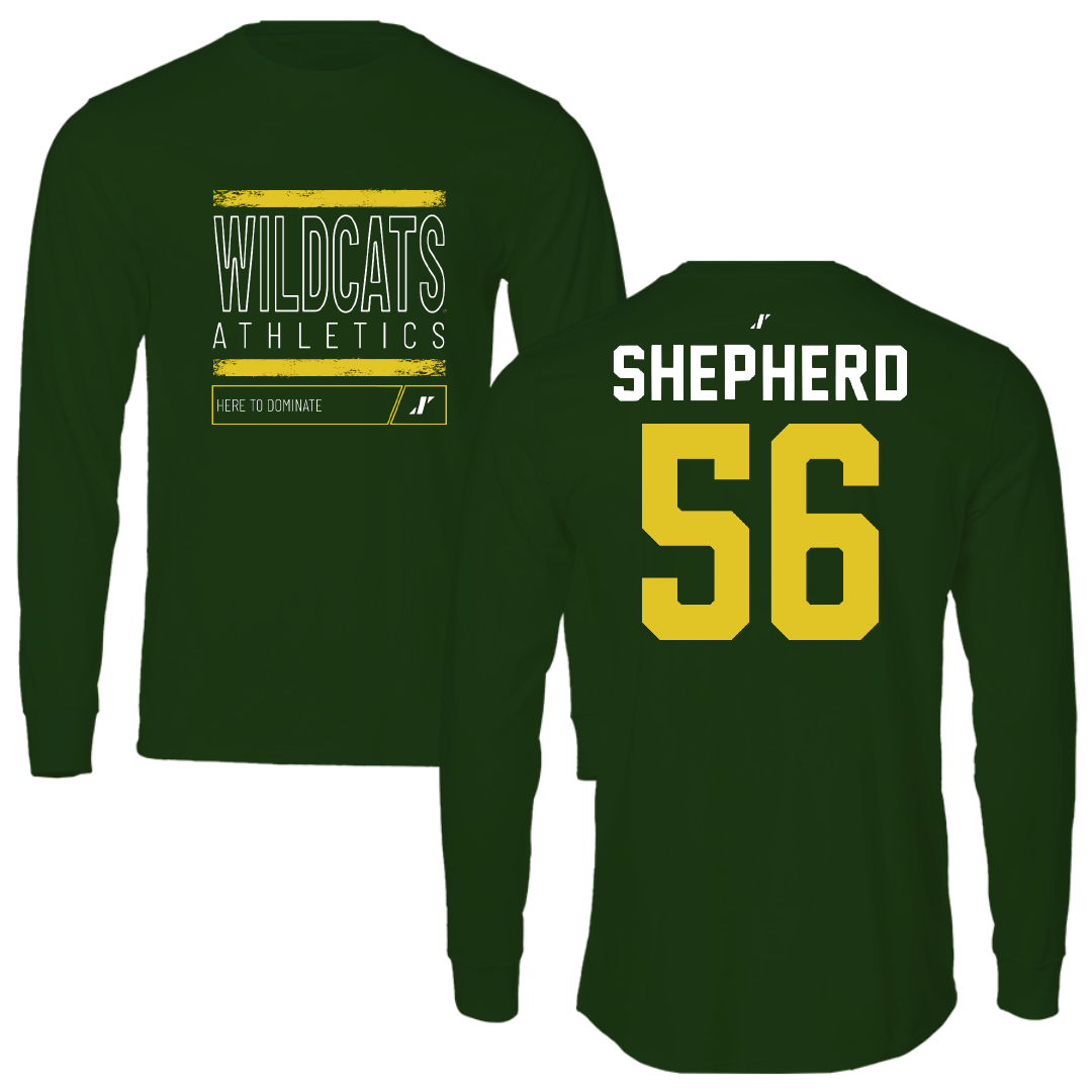 Northern Michigan University Football Forest Green Dominate Performance Long Sleeve - #56 Graycen Shepherd