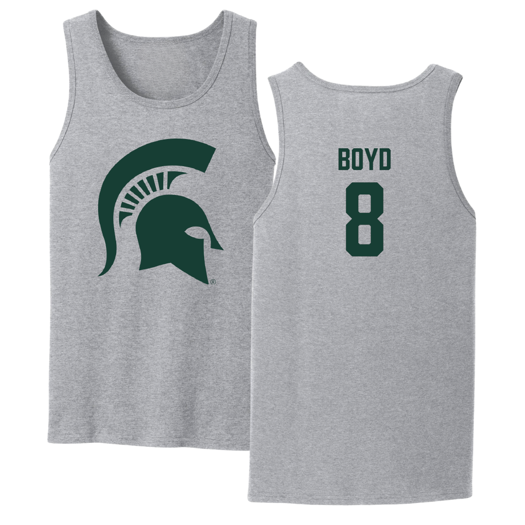 Michigan State University Football Sport Gray Tank Top - #8 Evan Boyd