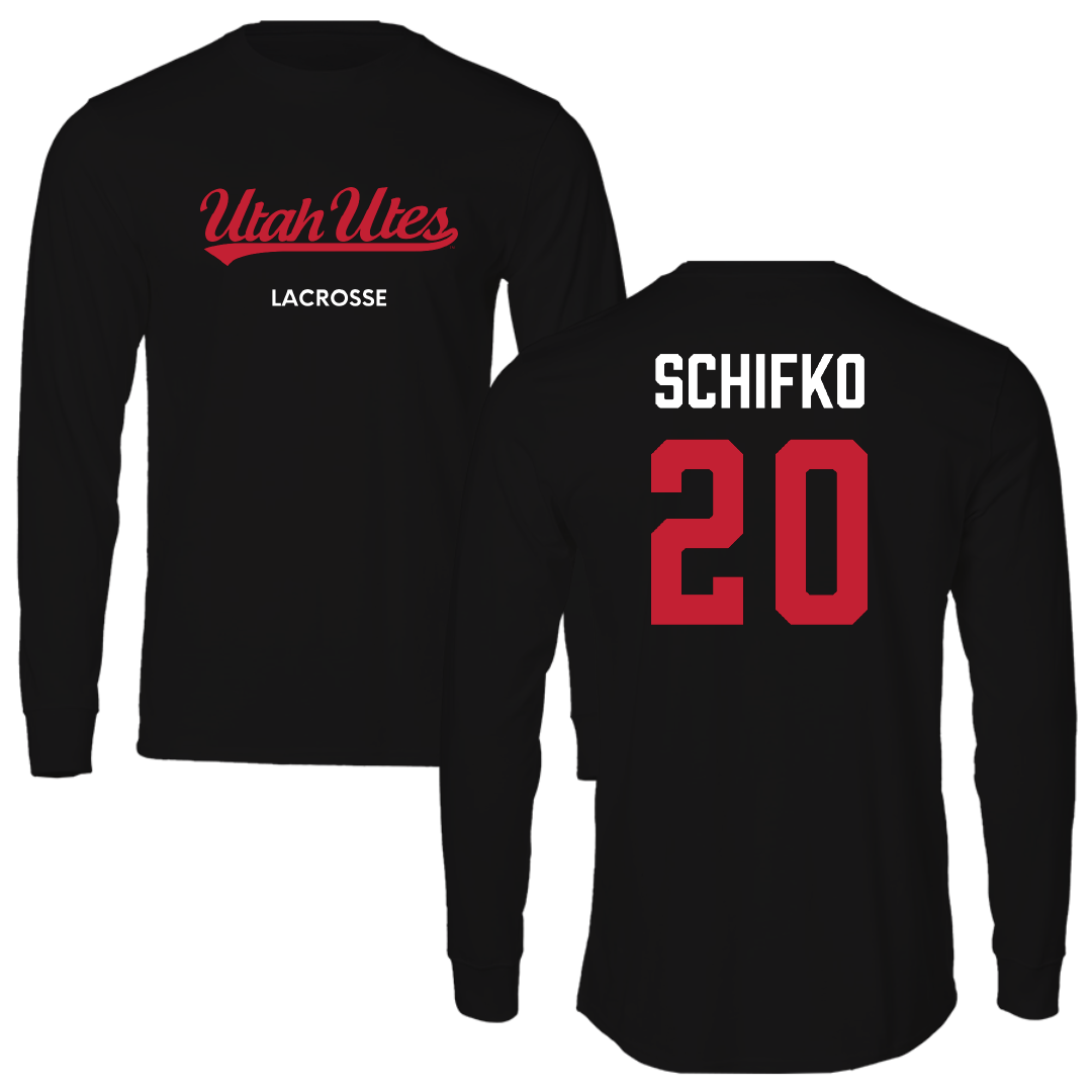 University of Utah Lacrosse (M) Black Utes Long Sleeve - #20 Tyler Schifko
