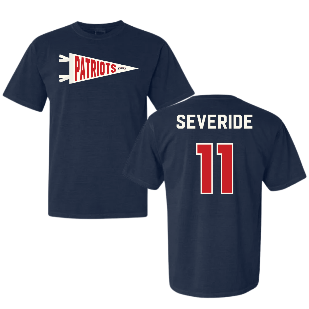 Dallas Baptist University Soccer Navy Pennant Comfort Colors Tee - #11 Annie Severide