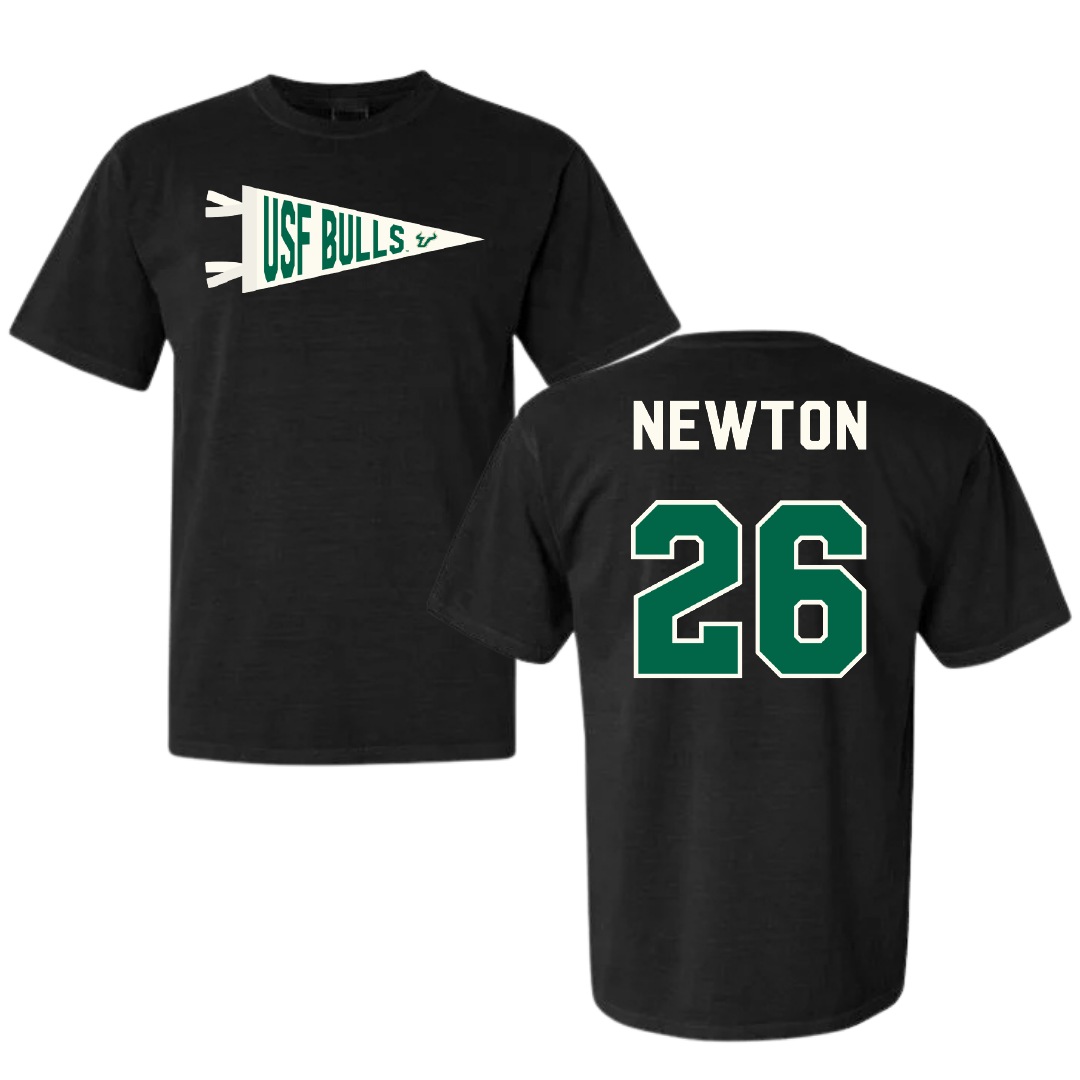 University of South Florida Baseball Black Pennant Comfort Colors Tee - #26 Austin Newton