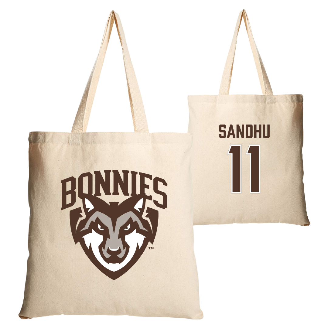 St. Bonaventure University Soccer Tan Canvas Tote Bag - #11 Ishana Sandhu
