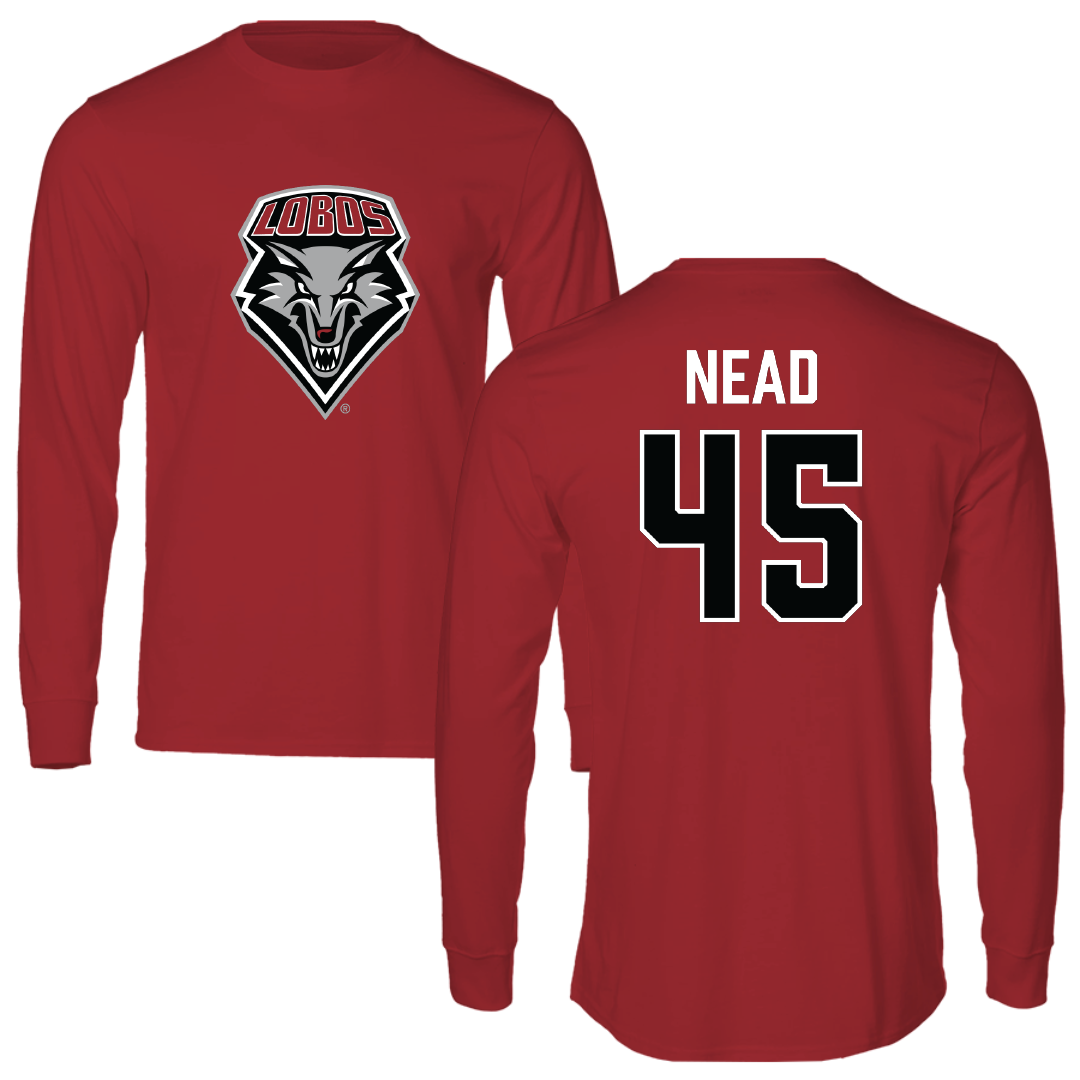 University of New Mexico Football Canvas Red Long Sleeve - #45 Keayen Nead