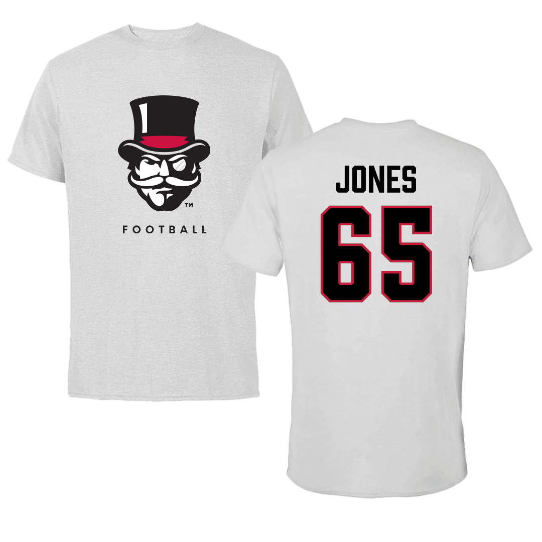 Austin Peay State University Football Gray Mascot Tee - #65 Miada Jones