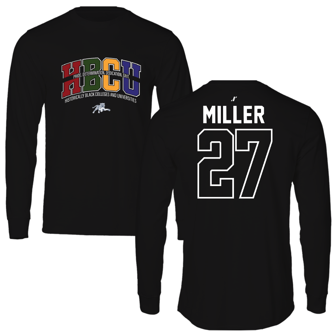 Jackson State University Football Black HBCU Long Sleeve - #27 Ahmad Miller