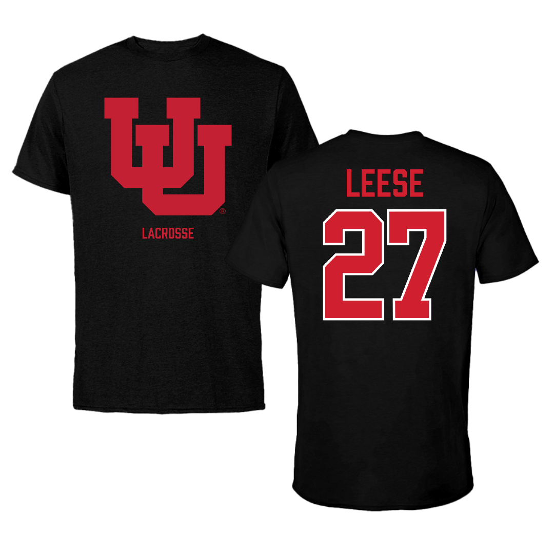 University of Utah Lacrosse (M) Black Tee - #27 Will Leese