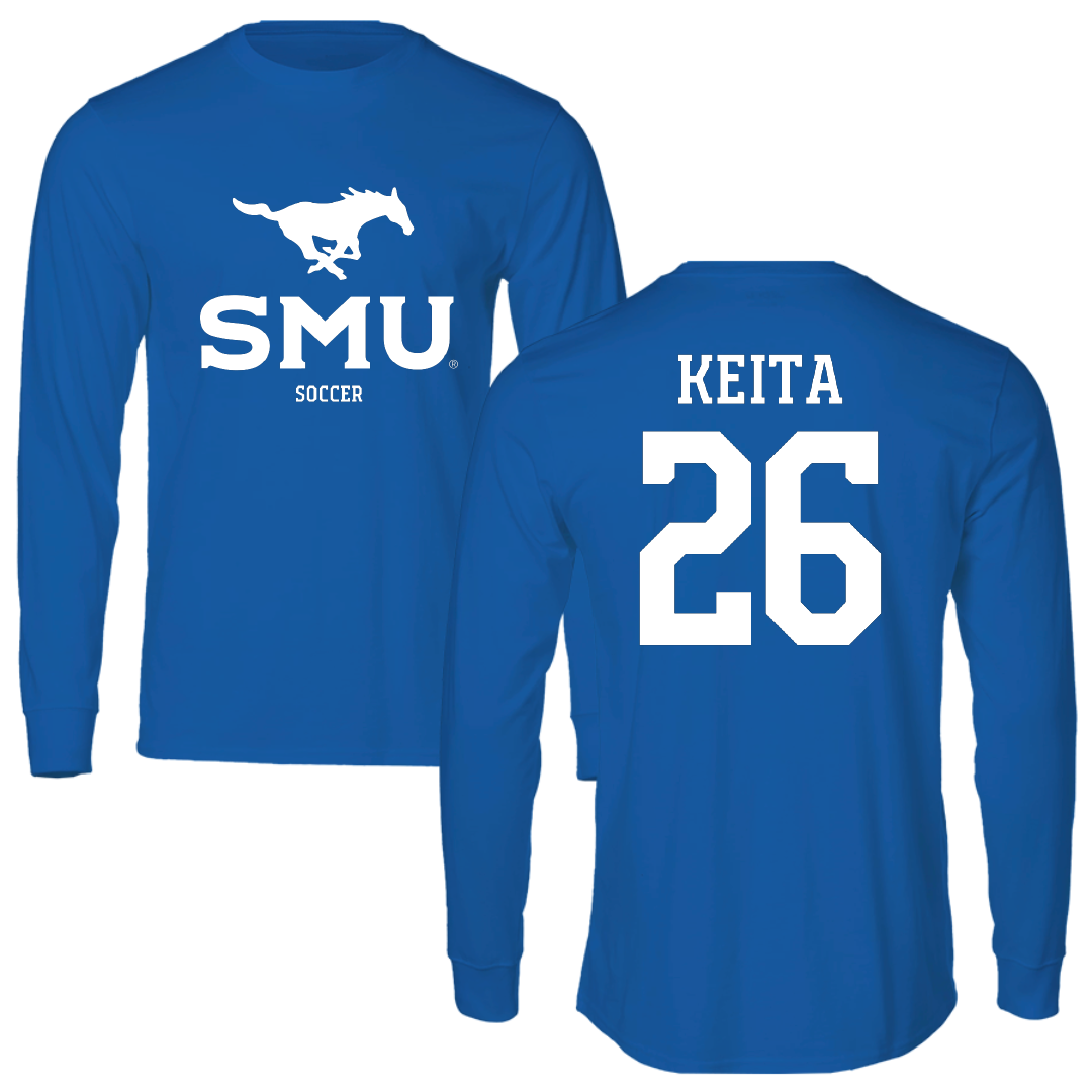 Southern Methodist University Soccer (M) Blue Mascot Long Sleeve - #26 Ibrahim Keita