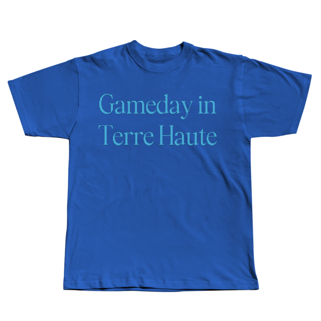 Indiana State University Football Blue Gameday Tee - #71 Carter Schmidt