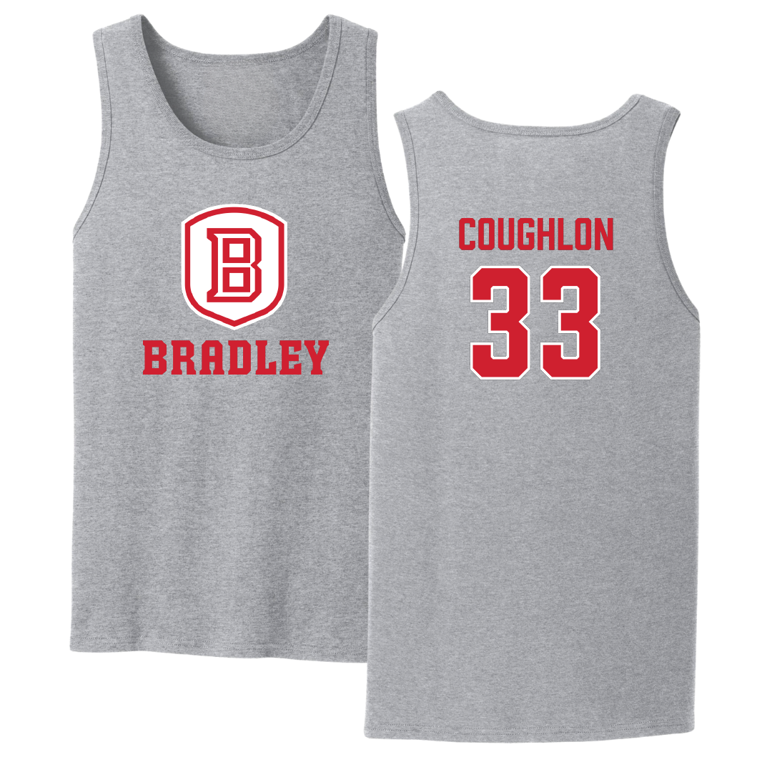 Bradley University Soccer Sport Gray Tank Top - #33 Mitch Coughlon