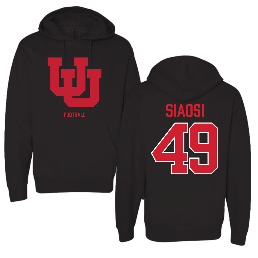University of Utah Football Black Block Hoodie - #49 Jason Siaosi
