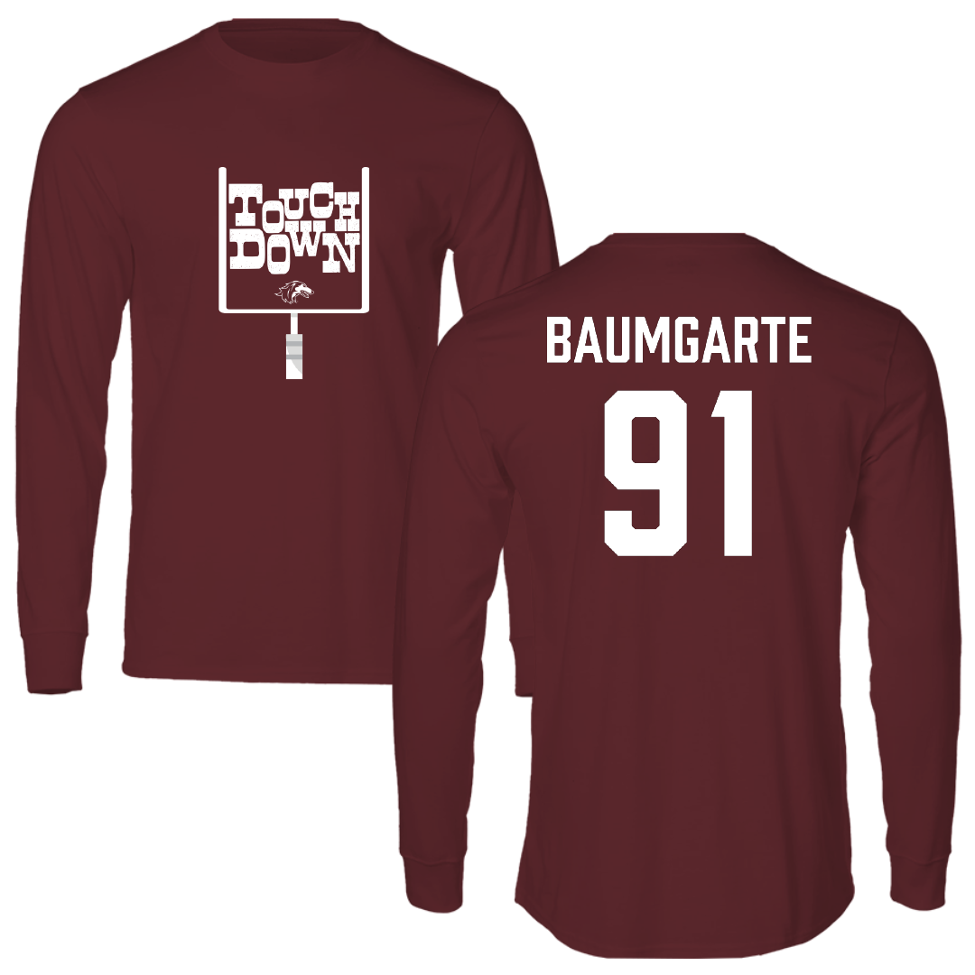Southern Illinois University at Carbondale Football Maroon Touchdown Long Sleeve - #91 Jake Baumgarte