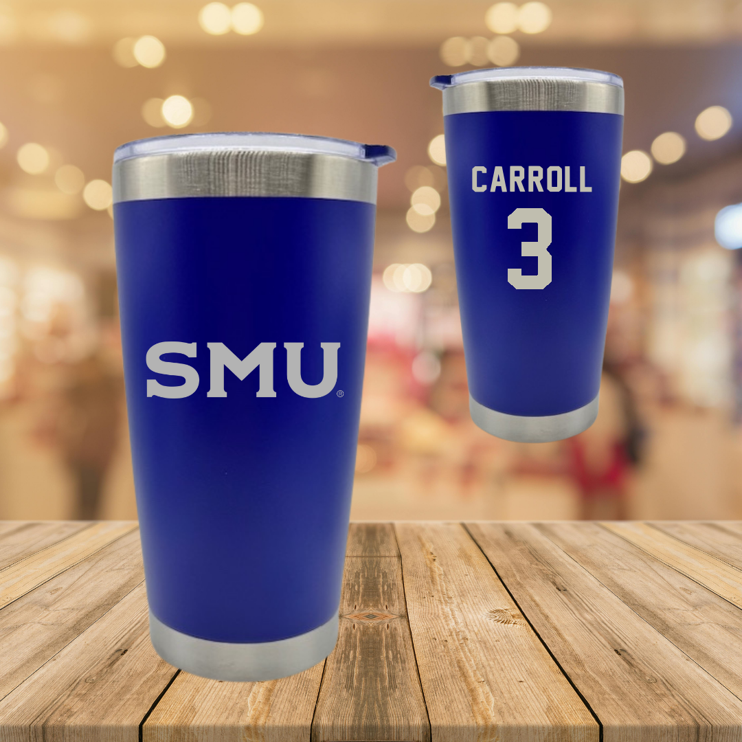 Southern Methodist University Football Blue Stainless Steel Tumbler - #3 Jamarion Carroll